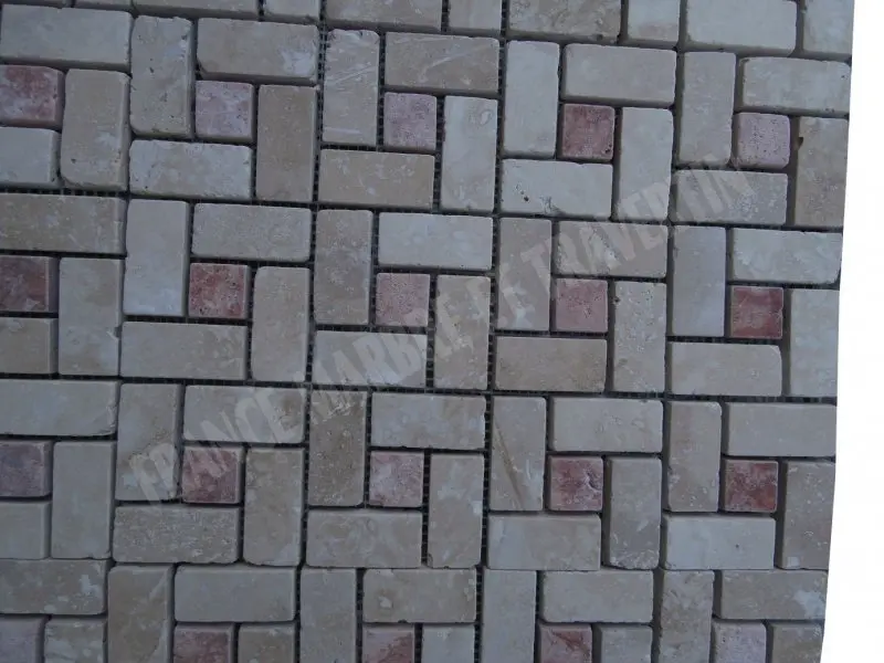 Travertin Classique - Rose Grande Target Mosaique Antique 1'er Choix  19 € HT - plaque - 03.webp