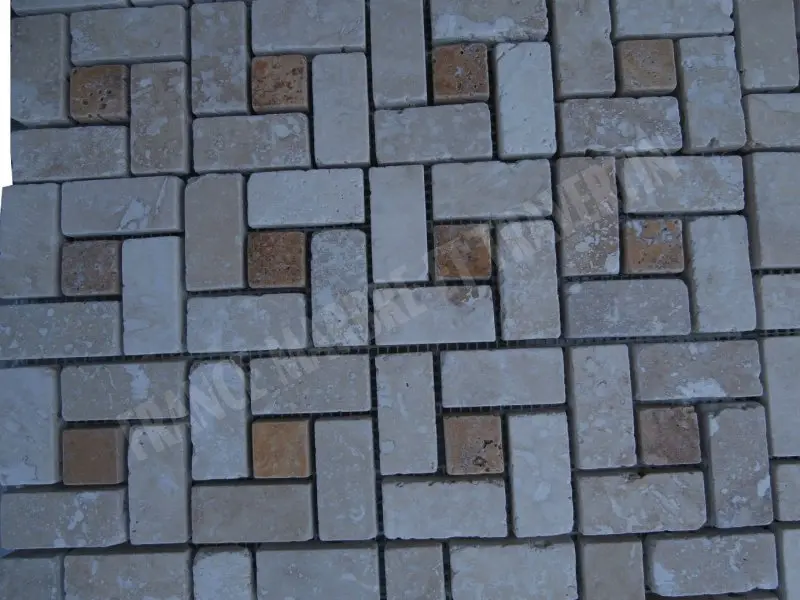 Travertin Classique - Jaune Grande Target Mosaique Antique 1'er Choix  19 € HT - plaque - 03.webp