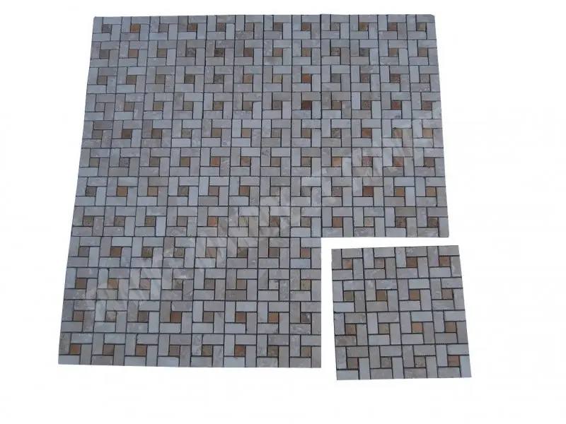 Travertin Classique - Jaune Grande Target Mosaique Antique 1'er Choix  19 € HT - plaque - 01.webp
