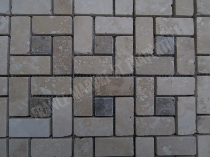 Travertin Classique - Gris Grande Target Mosaique Antique 1'er Choix  19 € HT - plaque - 03.webp