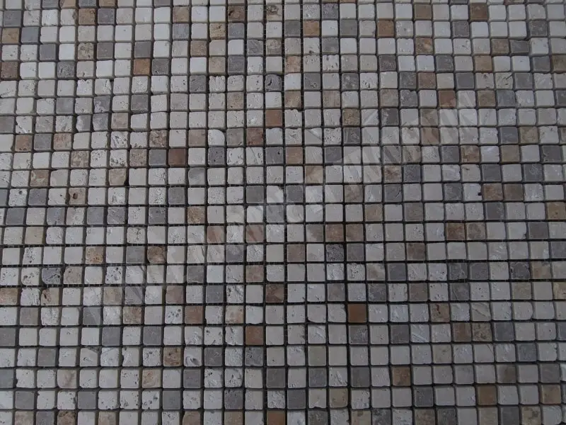 Travertin Mixte Mosaique 1,5x1,5 cm Antique 1'er Choix 9 € HT - plaque - 03.webp