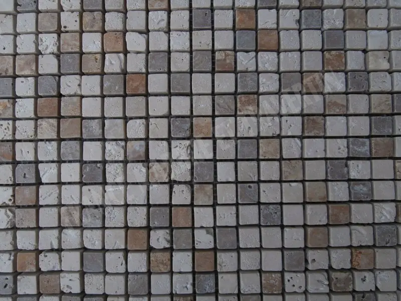 Travertin Mixte Mosaique 1,5x1,5 cm Antique 1'er Choix 9 € HT - plaque - 04.webp