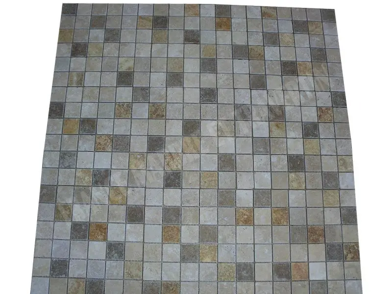 Travertin Mixte 4,8x4,8 cm Antique Mosaique 1'er Choix 7 € HT - plaque - 02.webp