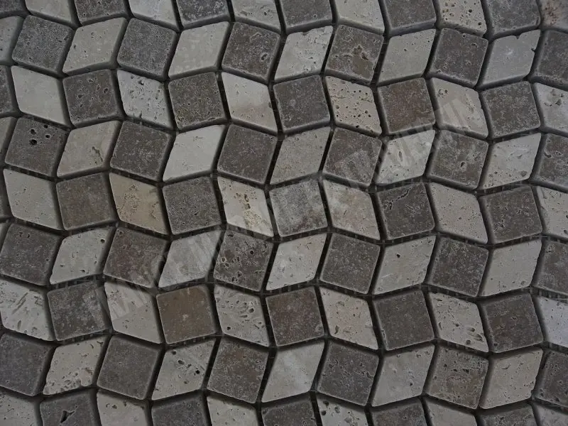 Travertin Classique - Noce Petit 3D Mosaique 1'er Choix 9 € HT - plaque - 04.webp