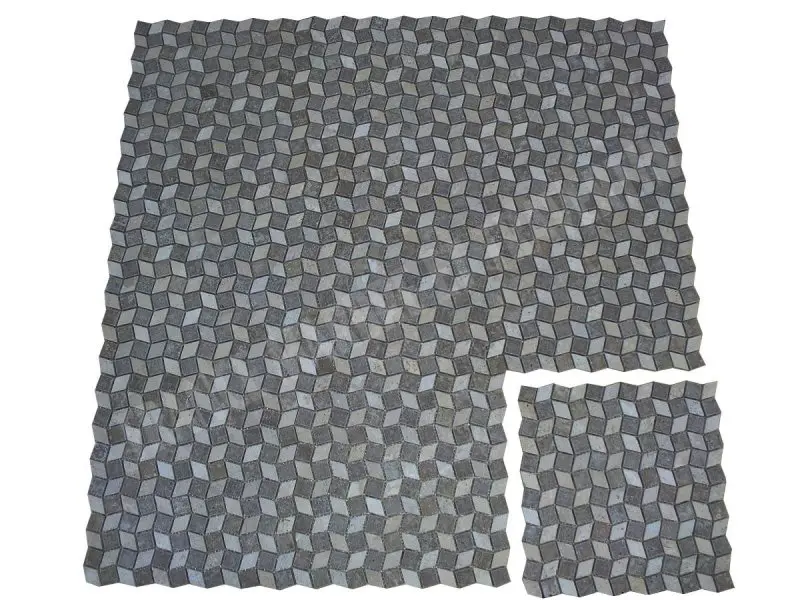 Travertin Classique - Noce Petit 3D Mosaique 1'er Choix 9 € HT - plaque - 01.webp