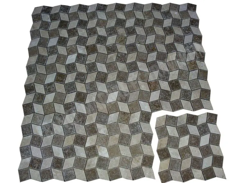 Travertin Classique - Noce Grand 3D Mosaique 1'er Choix 8 € HT - plaque - 01.webp