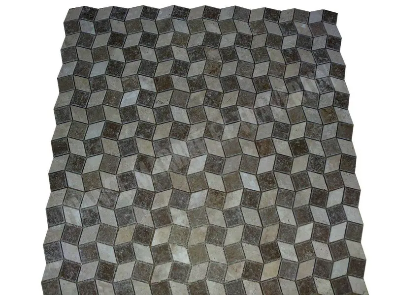 Travertin Classique - Noce Grand 3D Mosaique 1'er Choix 8 € HT - plaque - 02.webp