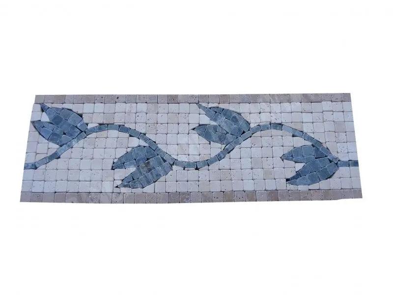 Travertin Mixte Frises Fleur Mosaique  1er choix 30,5x10x1cm Antique 15 € HT - pièce - 03.webp