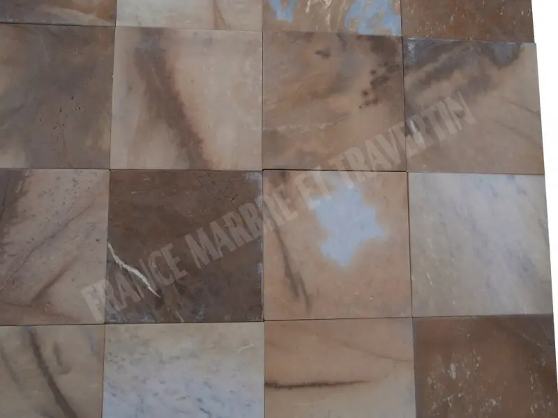 Marbre Jaune Picasso 20,3x20,3x1,25 cm Brossé  Rustique 30 € HT - m² - 01.webp