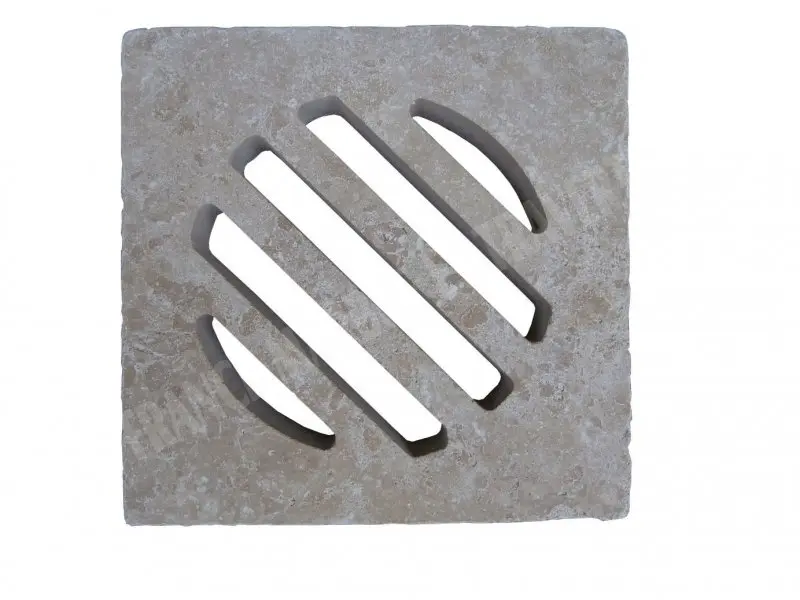 Travertin Beige Grille Siphon Rainure 25x25 cm 
