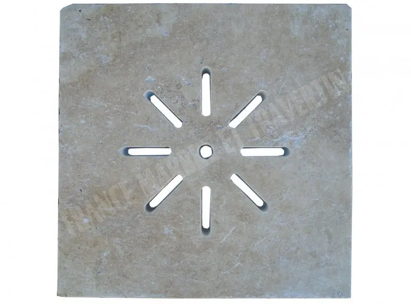 Travertin Beige Grille Siphon Soleil 28x28 cm 