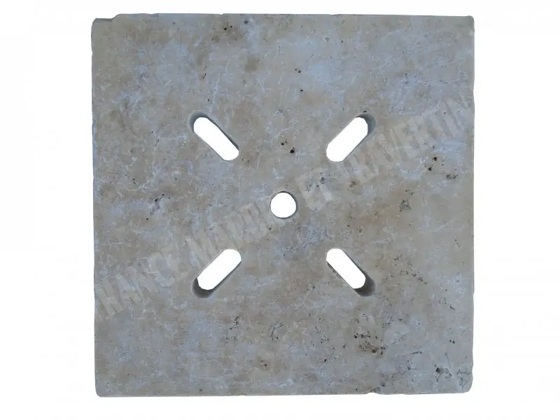 Travertin Beige Grille Siphon Ovale 28x28 cm 