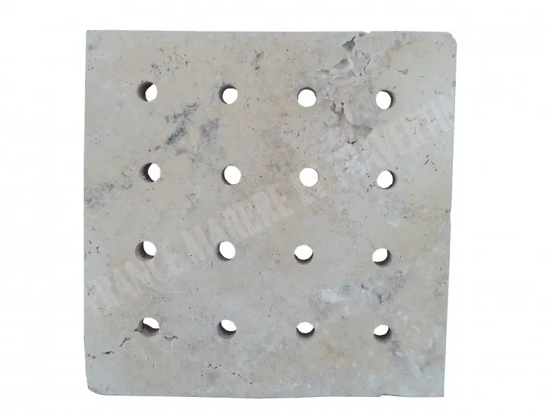 Travertin Beige Grille Siphon Perforé 28x28 cm 