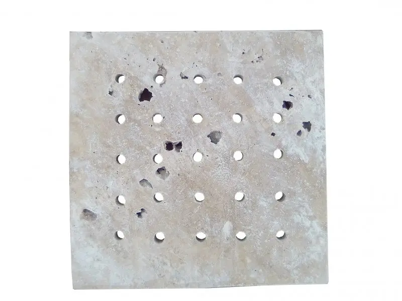 Travertin Beige Grille Siphon Perforé 38x38 cm 