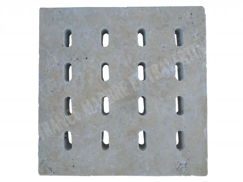 Travertin Beige Grille Siphon Petit Ovale 38x38 cm 