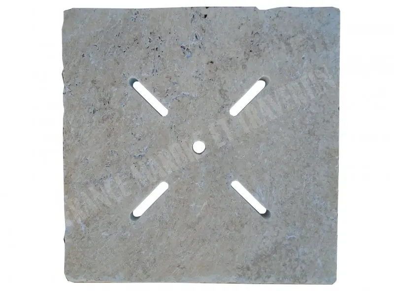 Travertin Beige Grille Siphon Ovale 38x38 cm 