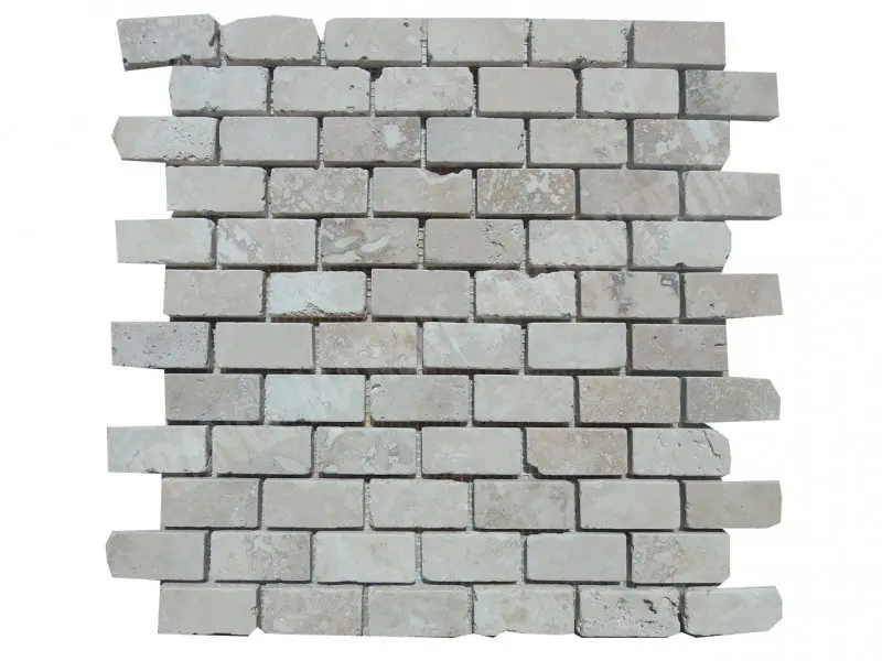 Travertin Beige Mosaïque Rebouché 2,3x4,8 cm 