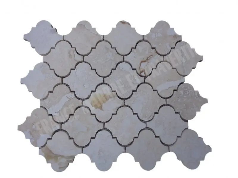Travertin Beige Arabesque & Motif Mosaïque 31x26 cm 