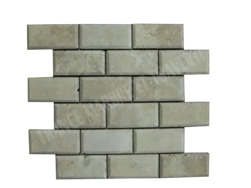 Travertin Beige Chanfreiné Mosaïque 4,8x10 cm 