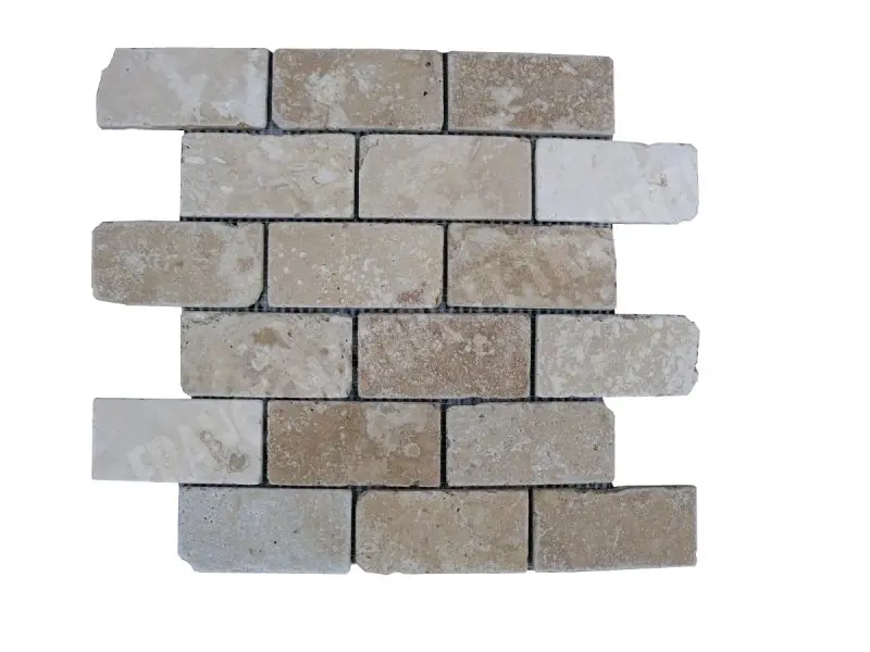 Travertin Beige Mosaïque 4,8x10 cm 