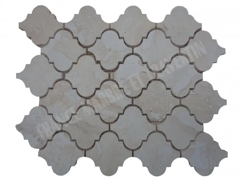 Travertin Beige Clair Arabesque & Motif Mosaïque 31x26 cm 