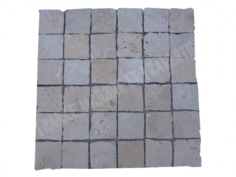 Travertin Beige Clair Mosaique Irrégulier 4,8x4,8 cm 