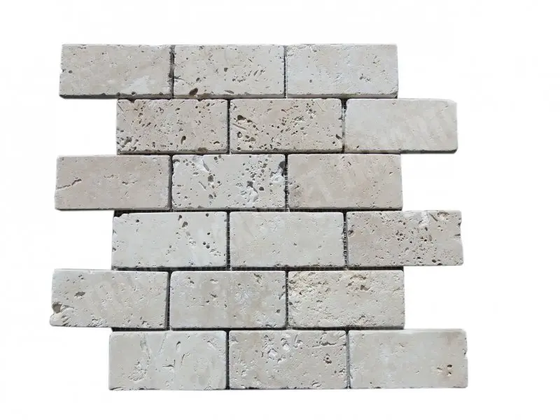 Travertin Beige Clair Mosaïque 4,8x10 cm 