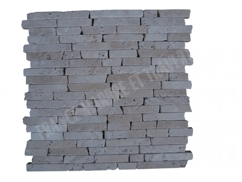 Travertin Beige Clair Mosaïque 1,5 cm Modèle Bâtonnet 