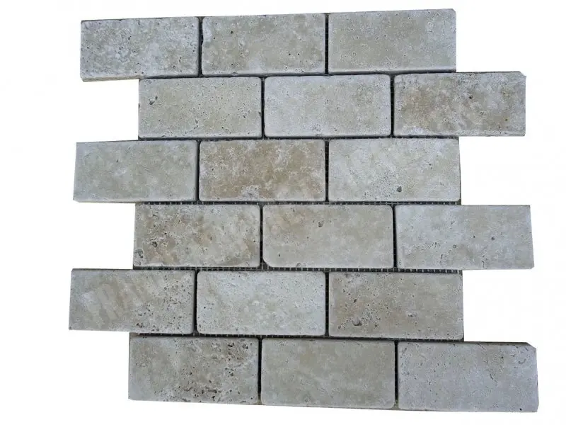 Travertin Beige Clair Mosaïque 4,8x10 cm 