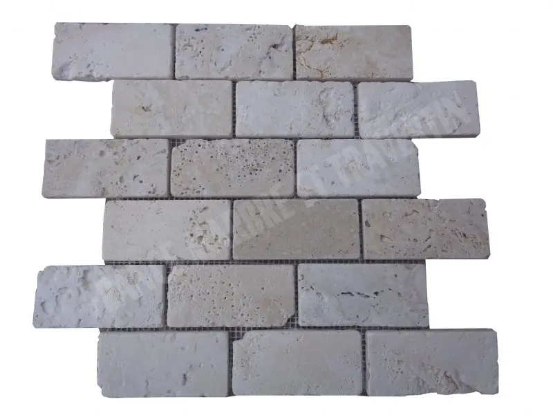 Travertin Ivoire Mosaïque 4,8x10 cm 