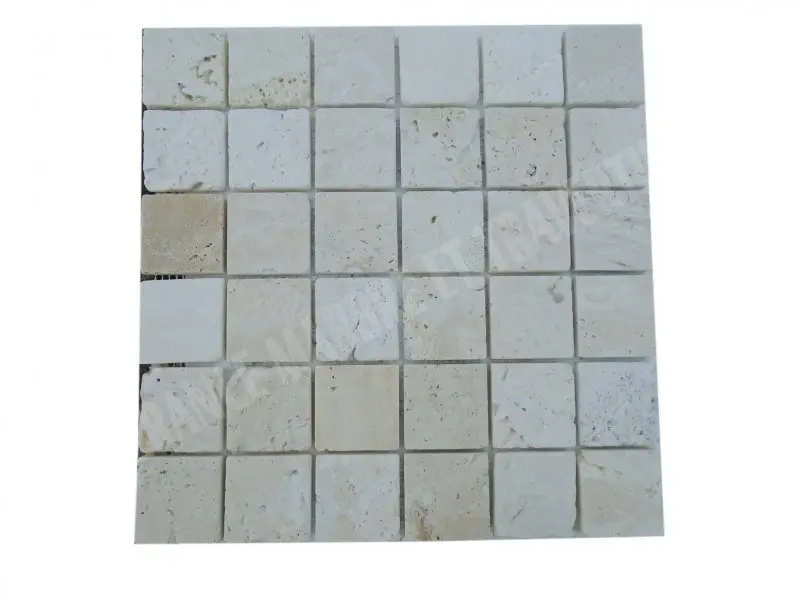 Travertin Ivoire Mosaique 4,8x4,8 cm 