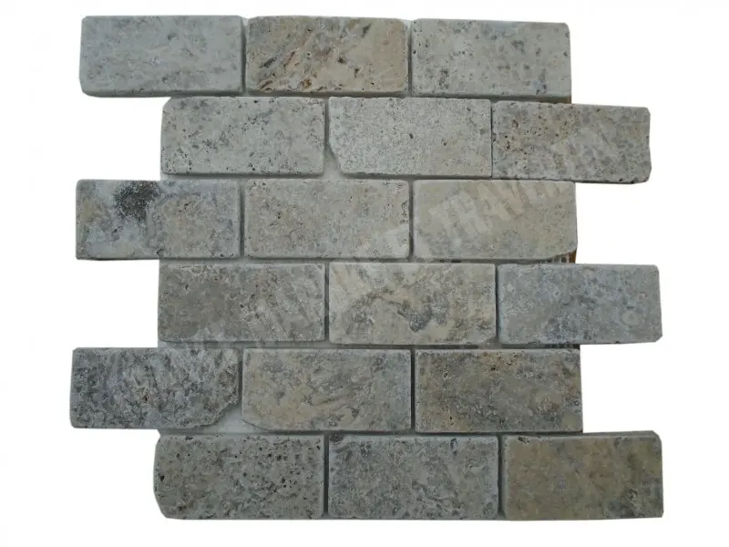 Travertin Silver Mosaïque 4,8x10 cm 