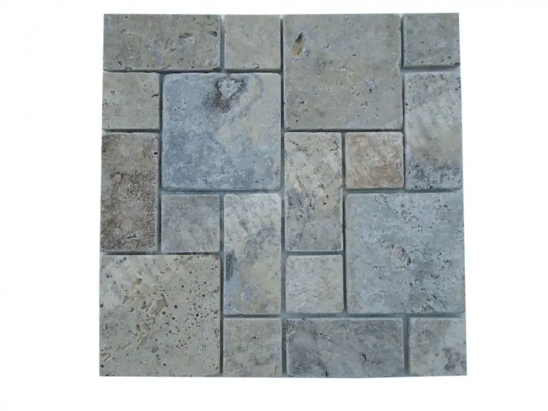 Travertin Silver Mosaïque Modelé Opus 3 Format 
