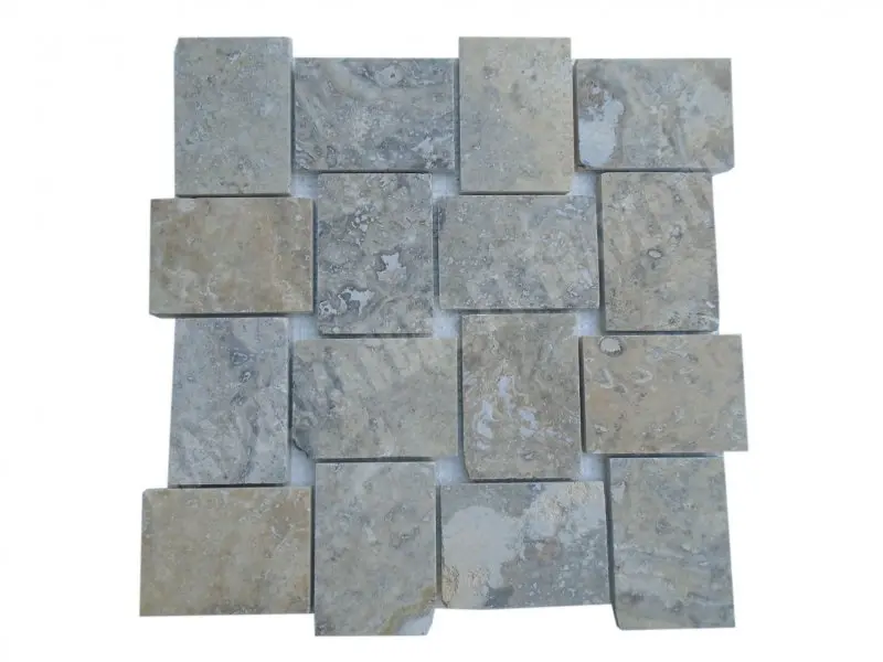 Travertin Silver Mosaïque 4,8x7,5 cm 