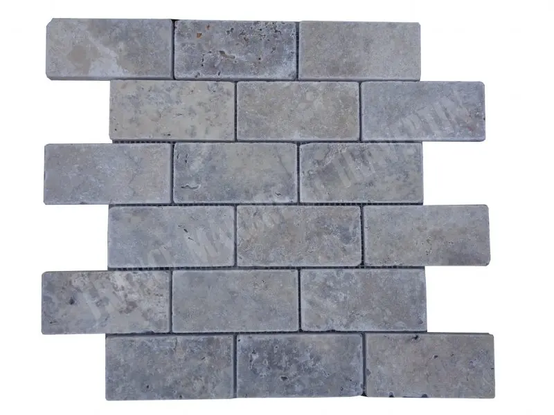 Travertin Silver Mosaïque 4,8x10 cm 