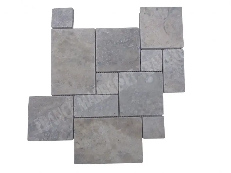 Travertin Silver Mosaïque Modelé Big Opus Romain 