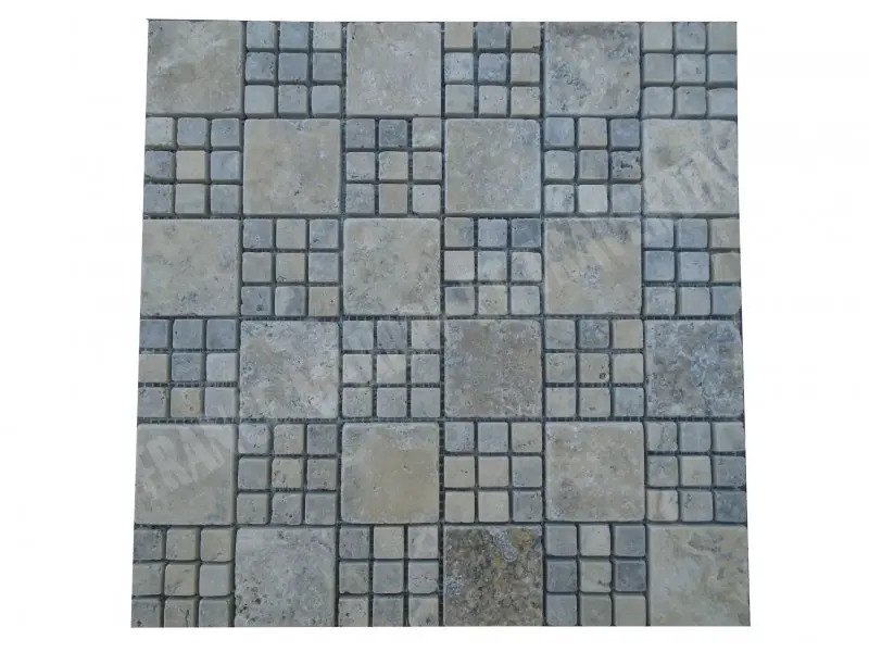 Travertin Silver Mosaïque Modelé Monaco  