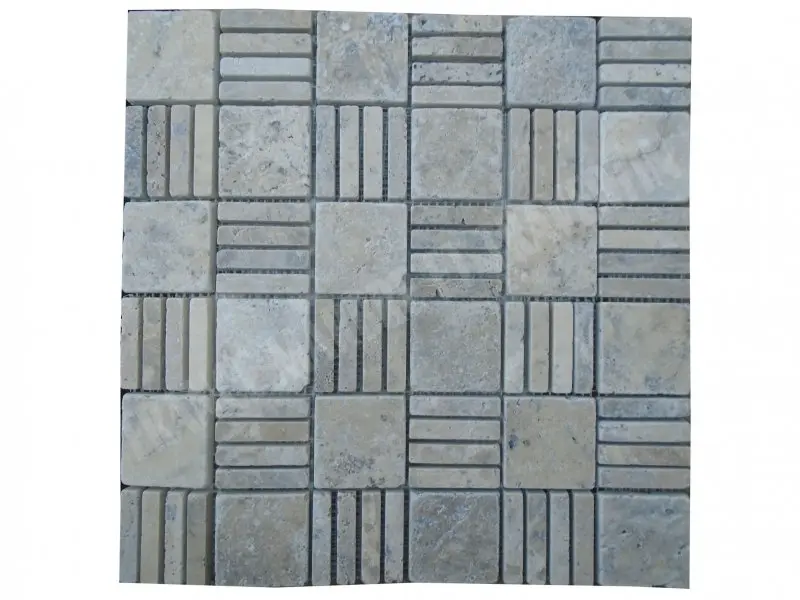 Travertin Silver Mosaïque Modelé Paris 