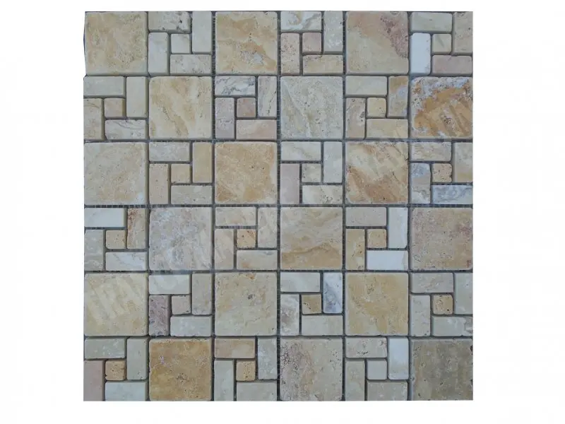 Travertin Jaune Mosaïque Modelé Nice 