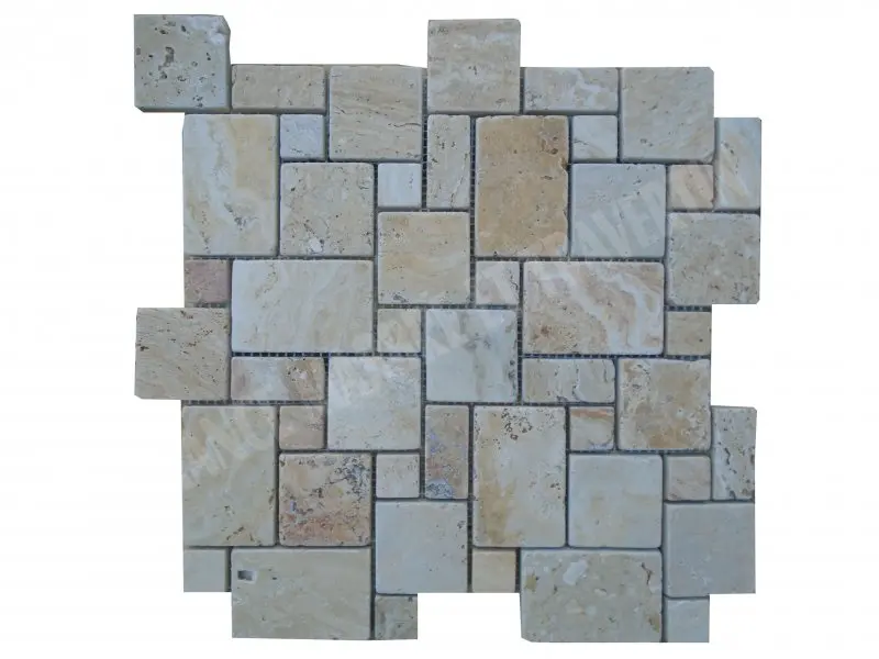 Travertin Jaune Mosaïque Modéle Opus Romain 
