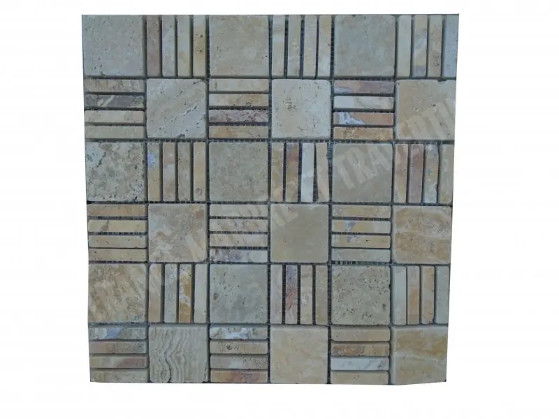 Travertin Jaune Mosaïque Modelé Paris 