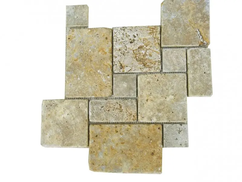 Travertin Jaune Mosaïque Modèle Big Opus Romain  