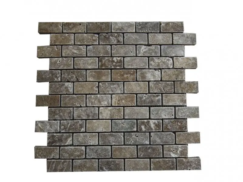 Travertin Noce Mosaïque 2,3x4,8 cm 