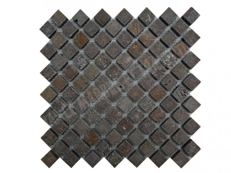 Travertin Noce Mosaïque Diagonale 2,3x2,3 cm 