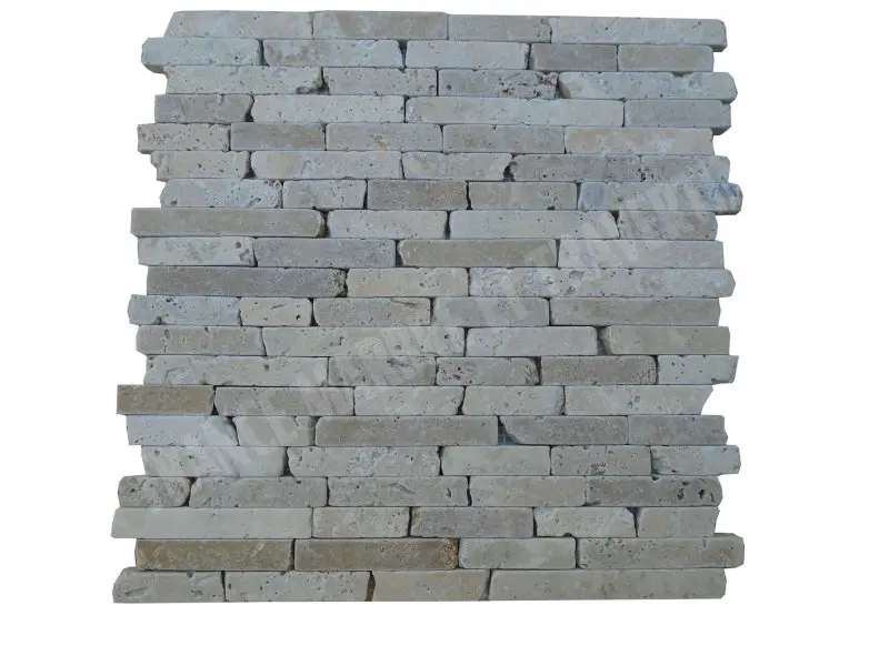 Travertin Beige - Noce Mosaïque 1,5 cm Modèle Bâtonnet 