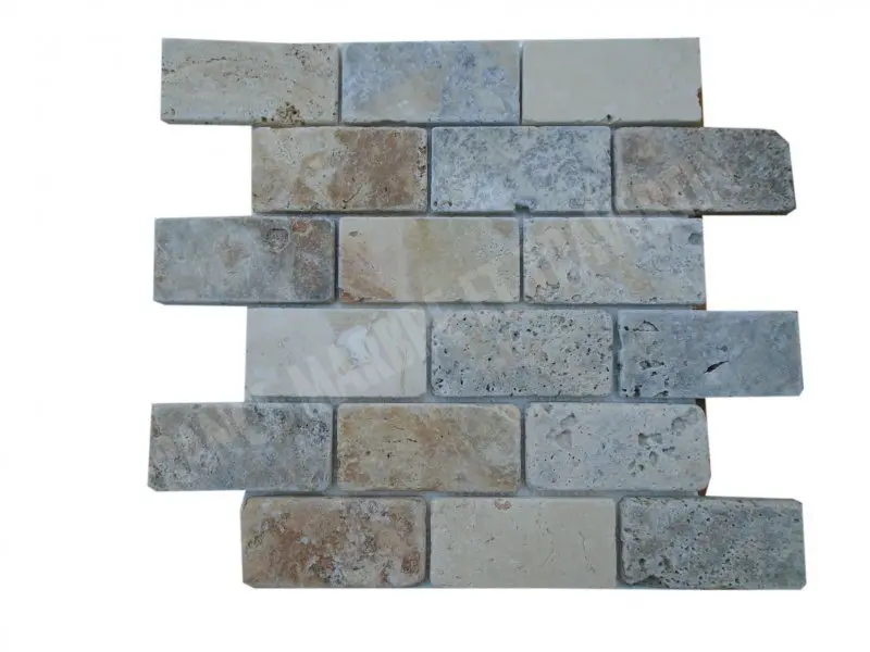 [3134] Travertin Multicolore Mosaïque 4,8x10 cm 
