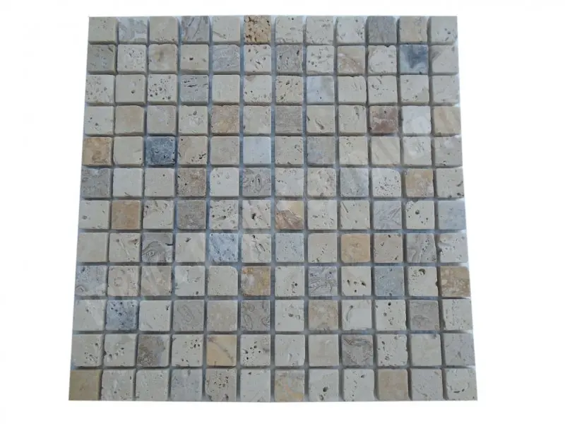 Travertin Multicolore Mosaïque 2,3x2,3 cm 