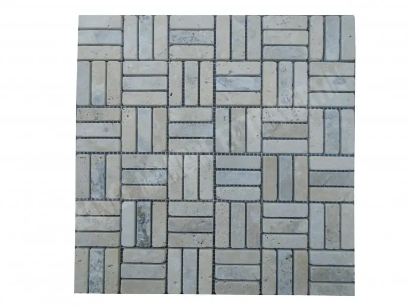 Travertin Beige - Silver Mosaïque Modèle Lyon  