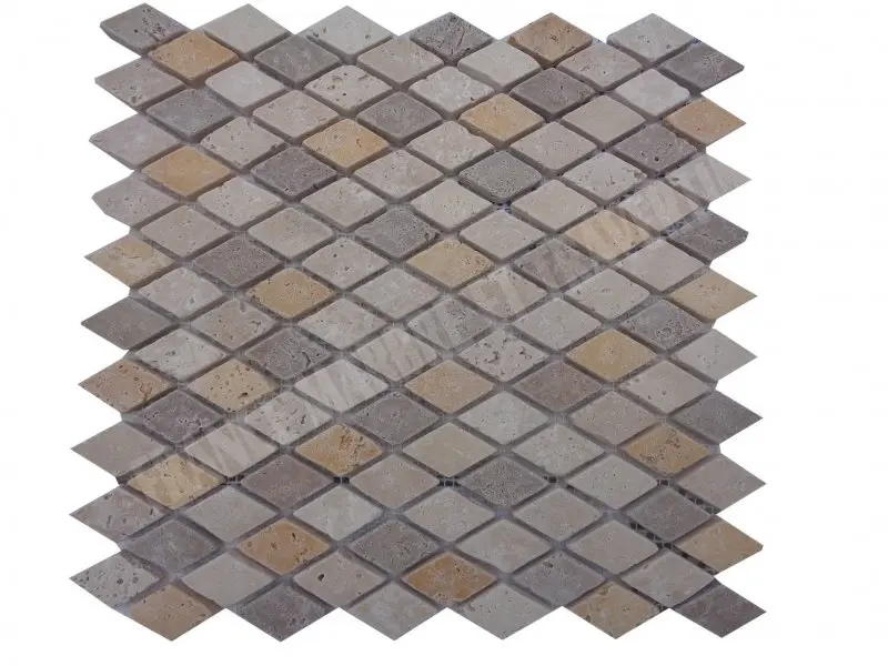 [2855] Travertin Multicolore Mosaique Modèle Petit Losange 