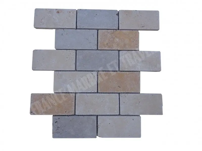Travertin Multicolore Mosaique 4,8x10 cm 